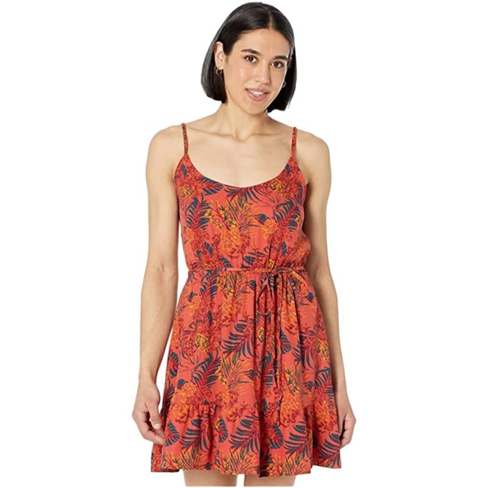 Hurley Womens Kris Tank Fit & Flare Dress, Orange, S, DM